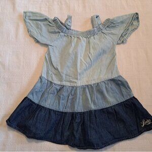 Lucky Brand girls size 3T 3 tier blue dress cold shoulder style, VGUC